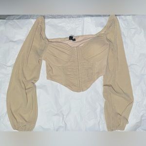 Beige Ruched Corset Top